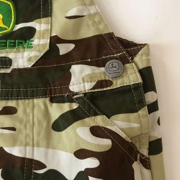 John Deere Baby Boy Camo Shortalls Overalls - Picture 3 of 4